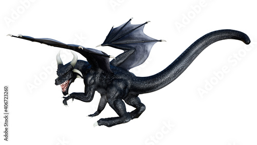 3D Rendering Fairy Tale Dragon on White