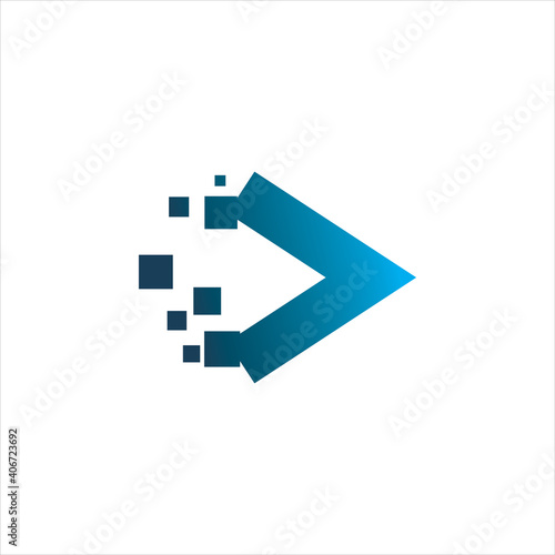 blue pixel arrow logo design