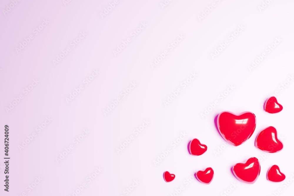 3d illustration of Mother's Day and Valentine's Day hearts