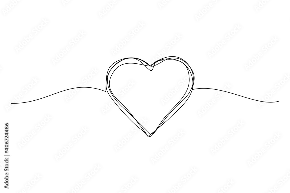Continuous line drawing of heart love. Single one line art of valentine. Vector illustration Continuous line drawing of heart love. Single one line art of valentine. Vector illustration