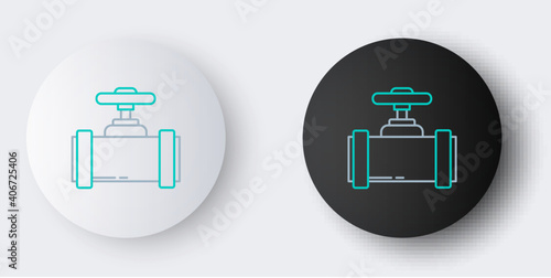 Line Industry metallic pipes and valve icon isolated on grey background. Colorful outline concept. Vector.