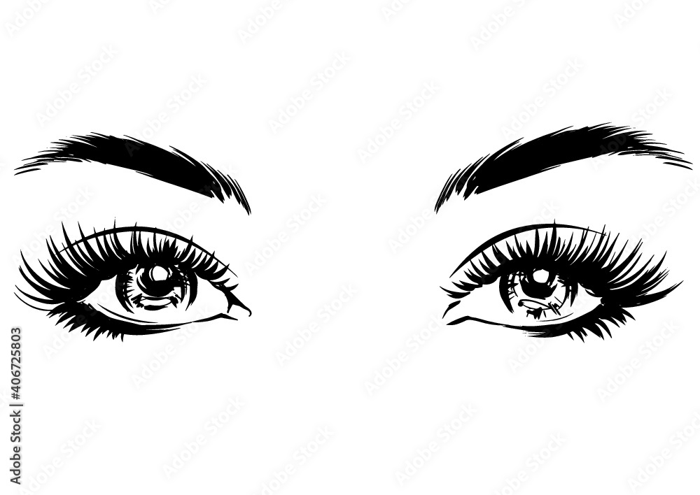 Woman eye with full lashes. Fashion illustration Woman eye with full lashes. Fashion illustration