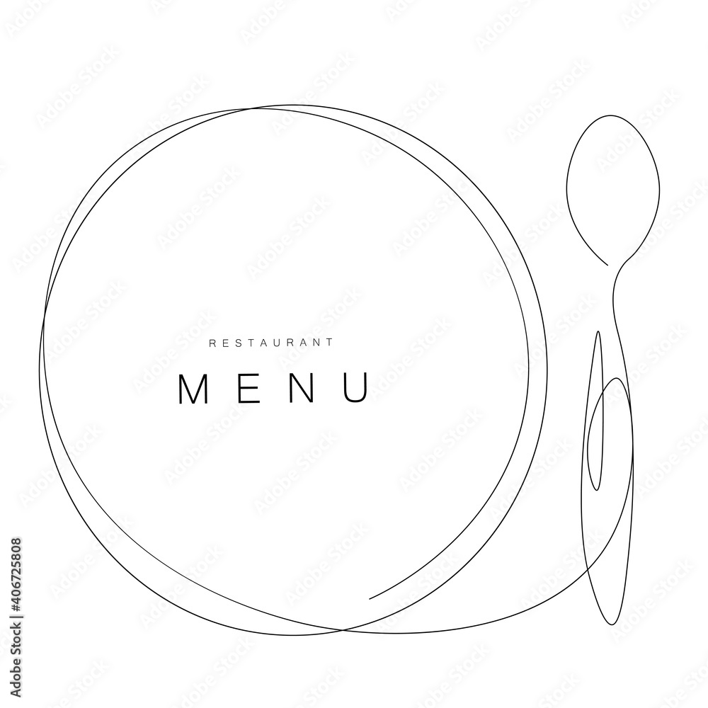 Menu restaurant background with plate and spoon, vector illustration Menu restaurant background with plate and spoon, vector illustration