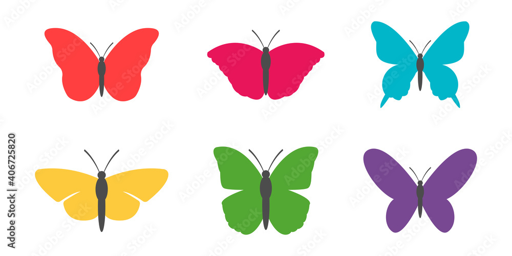 Set of silhouettes of butterflies, vector illustration