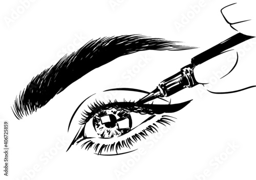 Woman making eyeliner