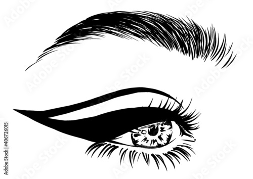 Attractive woman eye with stylish eyeliner