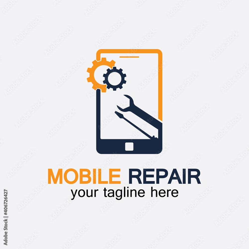 Mobile Phone Repair Logo.phone service logo, Rhone Repair, simple, concept, logo template - Vector