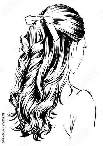 Woman with romantic hairstyle and bow