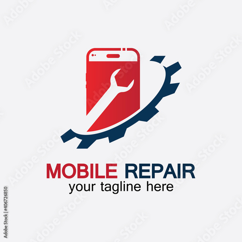Mobile Phone Repair Logo.phone service logo, Rhone Repair, simple, concept, logo template - Vector