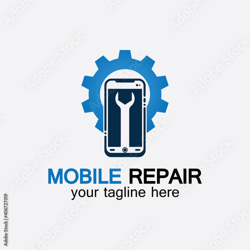 Mobile Phone Repair Logo.phone service logo, Rhone Repair, simple, concept, logo template - Vector