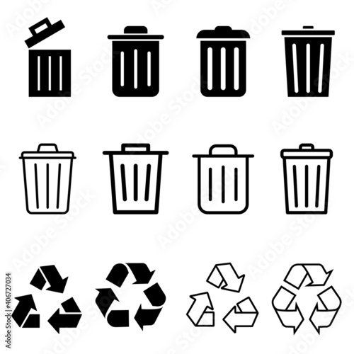 Tresh icon vector set. Recycle illustration sign collection. Green symbol. photo