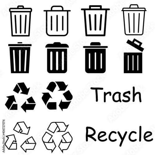 Tresh icon vector set. Recycle illustration sign collection. Green symbol.