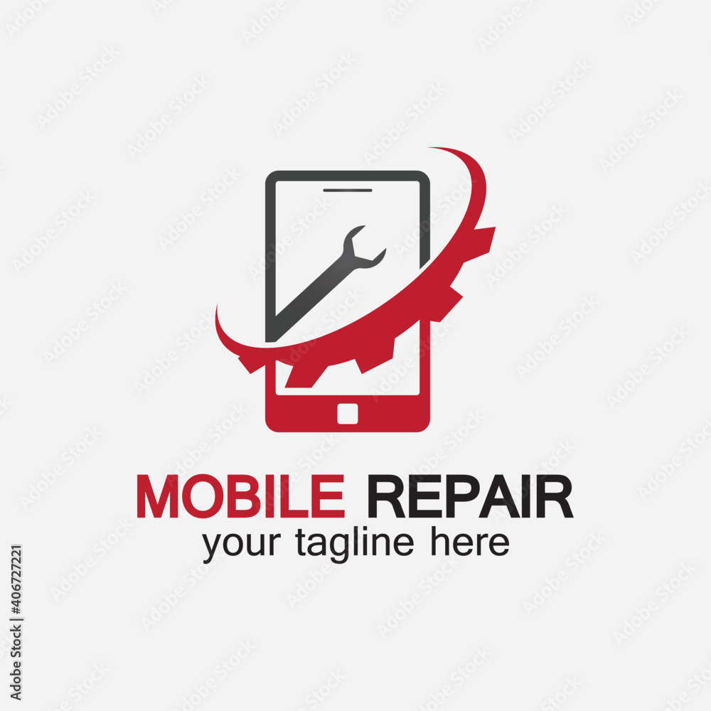 Mobile Phone Repair Logo.phone service logo, Rhone Repair, simple, concept, logo template - Vector
