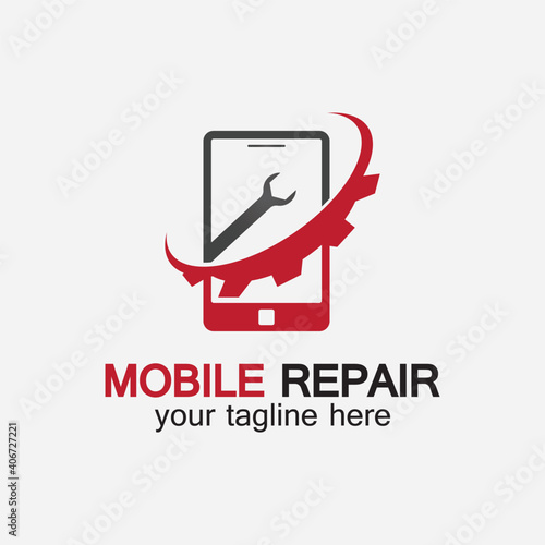 Mobile Phone Repair Logo.phone service logo  Rhone Repair  simple  concept  logo template - Vector