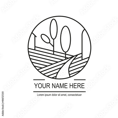 Minimalistisches Farm/Landschaftslogo - Stempel, Minimal
