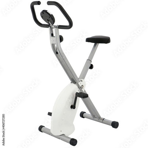 Exercise fitness stationary bicycle isolated on white background 