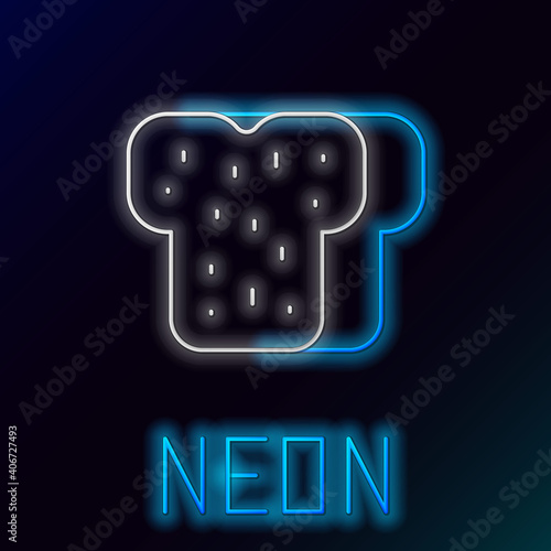 Glowing neon line Bread toast for sandwich piece of roasted crouton icon isolated on black background. Lunch, dinner, breakfast snack. Colorful outline concept. Vector.