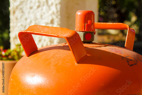 Fotografie Traditional metal butane gas bottle in Spain