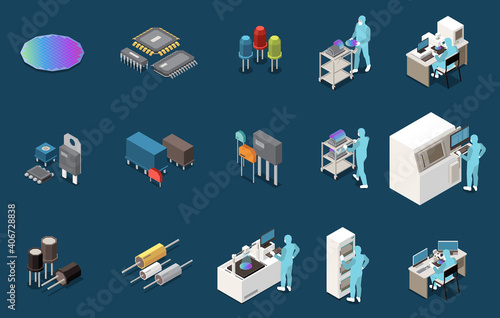 Semiconductor Production Icon Set