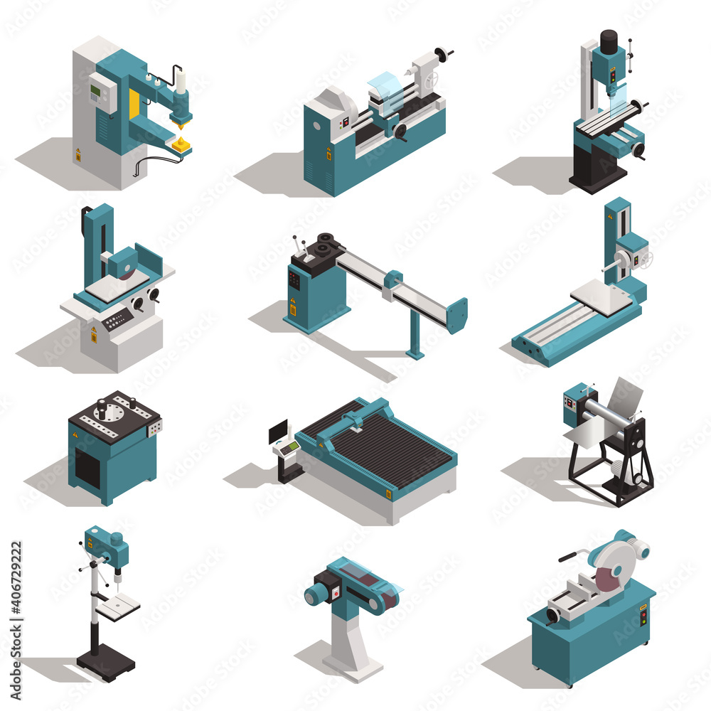 Obraz premium Metalworking Machines Set