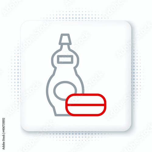 Line Dishwashing liquid bottle icon isolated on white background. Liquid detergent for washing dishes. Colorful outline concept. Vector.