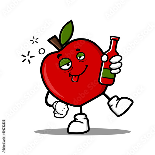 cute red apple cartoon mascot character