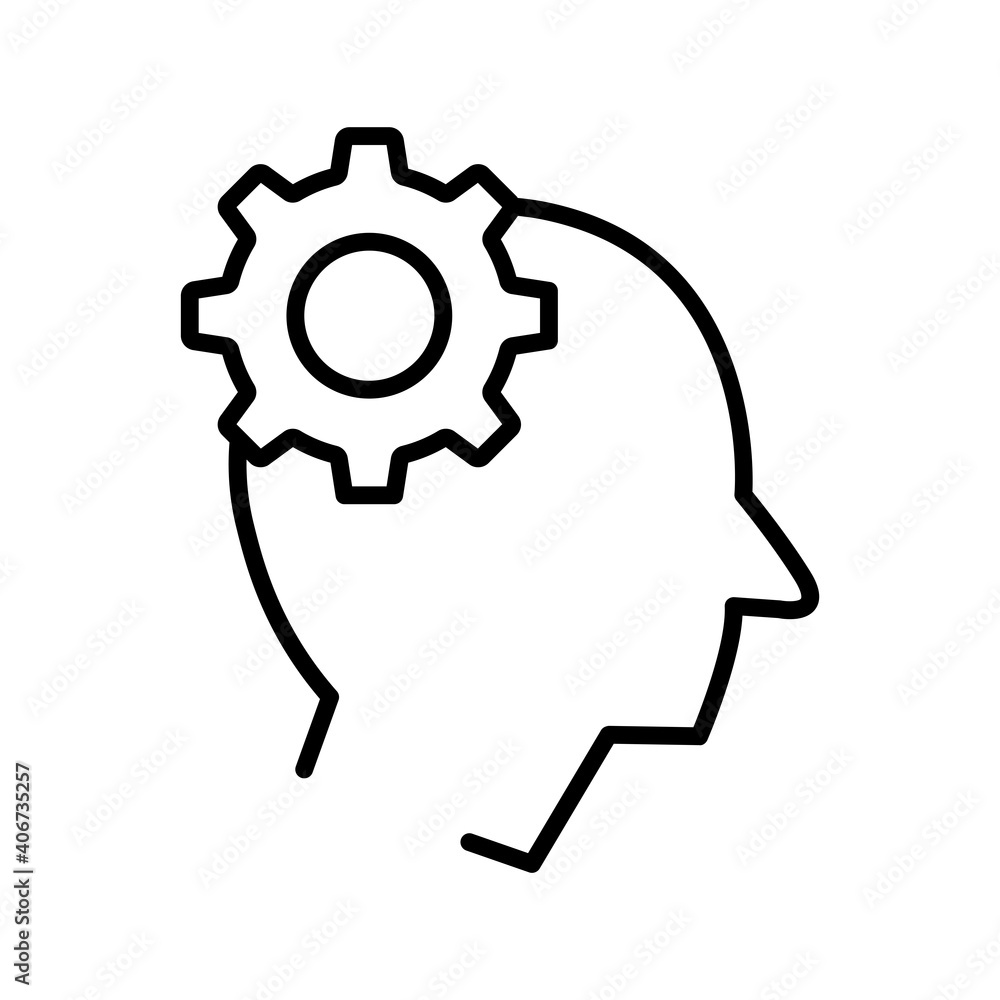 Head with setting line icon. management symbol, business. simple design editable. Design template vector Head with setting line icon. management symbol, business. simple design editable. Design template vector