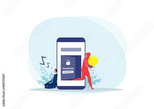  Thief attack steal  personal idea on phone concept Illustration