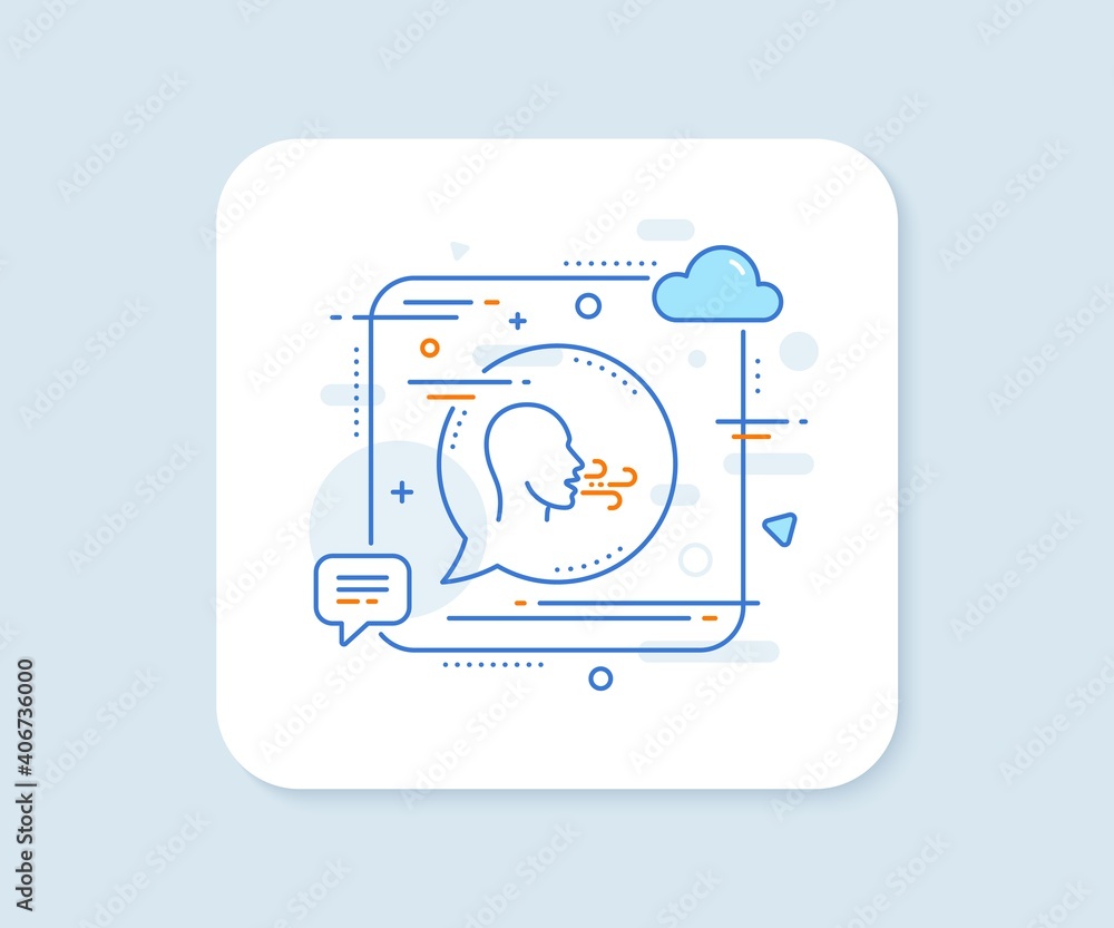 Breathing line icon. Abstract square vector button. Breath difficulties sign. Respiration problems symbol. Breathing exercise line icon. Speech bubble concept. Vector Breathing line icon. Abstract square vector button. Breath difficulties sign. Respiration problems symbol. Breathing exercise line icon. Speech bubble concept. Vector