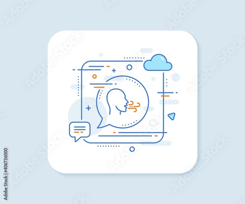 Breathing line icon. Abstract square vector button. Breath difficulties sign. Respiration problems symbol. Breathing exercise line icon. Speech bubble concept. Vector