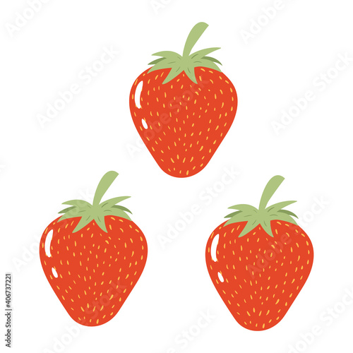 Strawberry colorful vector illustration isolated on white background. Hand drawn style, cute doodle art. Agricultural concept. Fruits and berries for gardening. Healthy diet.