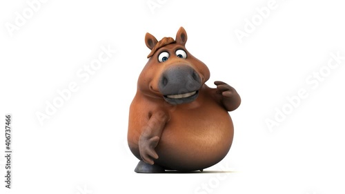 Fun 3D cartoon brown horse dancing