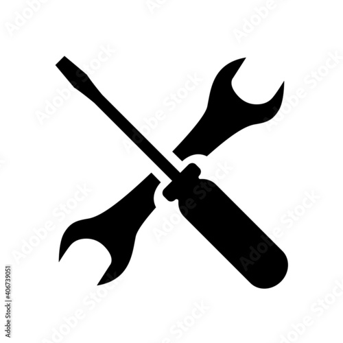 Screwdriver and wrench icon. Symbol of settings, repairs, technical service or support. Vector Illustration