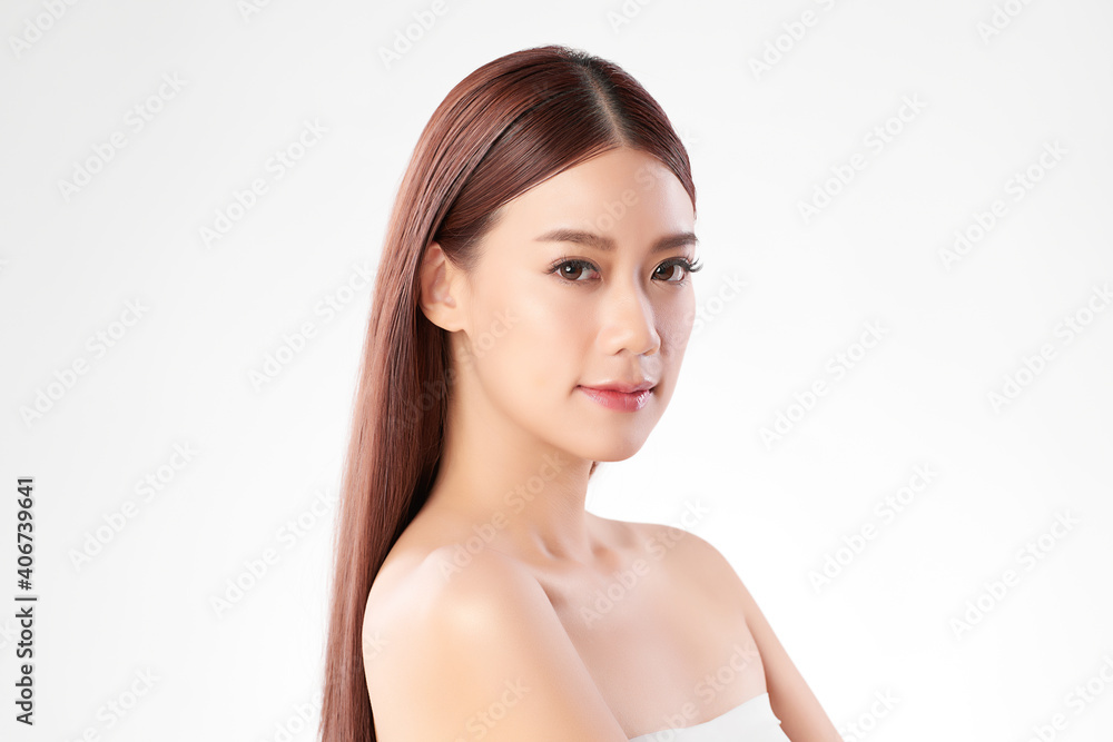 Beautiful young asian woman with clean fresh skin on white background, Face care, Facial treatment, Cosmetology, beauty and spa, Asian women portrait Beautiful young asian woman with clean fresh skin on white background, Face care, Facial treatment, Cosmetology, beauty and spa, Asian women portrait