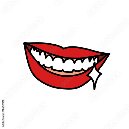 teeth whitening doodle icon  vector color illustration