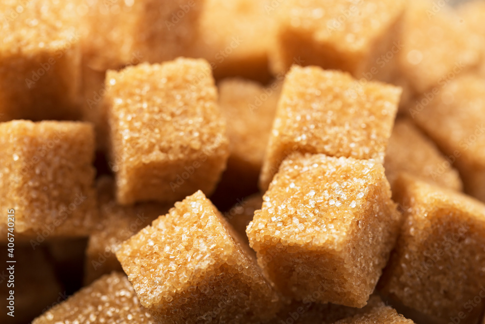 Pieces of brown sugar close-up macro, top view Pieces of brown sugar close-up macro, top view
