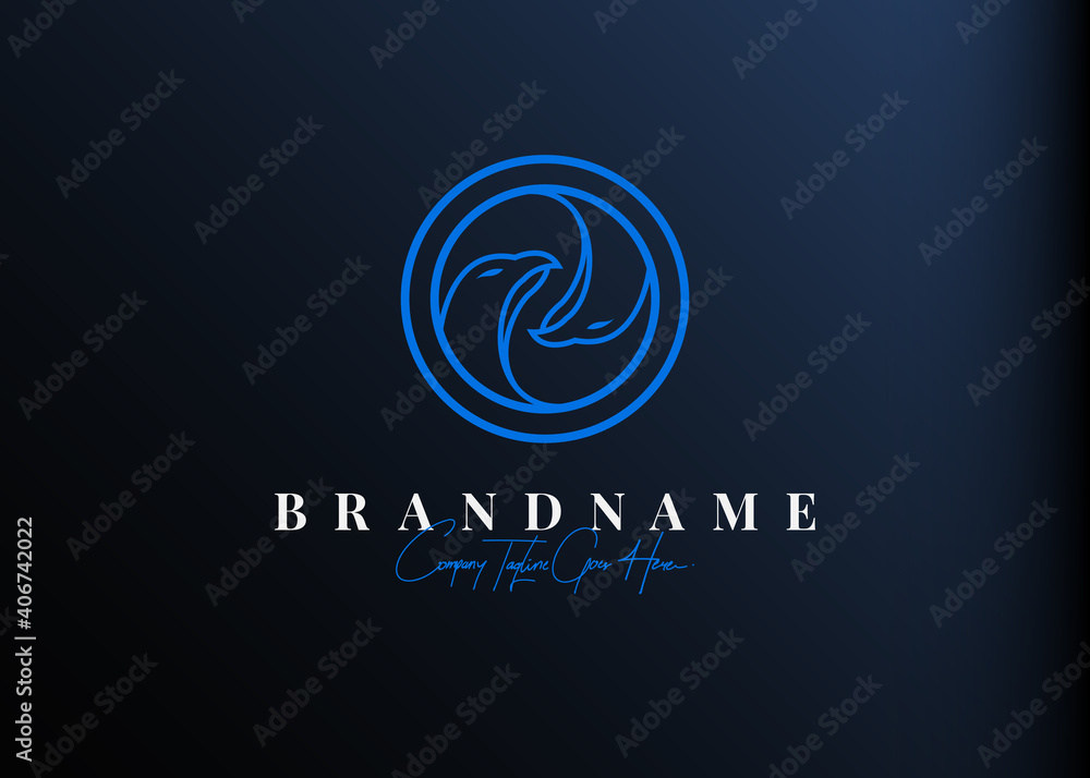 Twin falcon logo design. Vector illustration of 2 abstract falcon monoline design. Vintage logo design vector line icon template Twin falcon logo design. Vector illustration of 2 abstract falcon monoline design. Vintage logo design vector line icon template