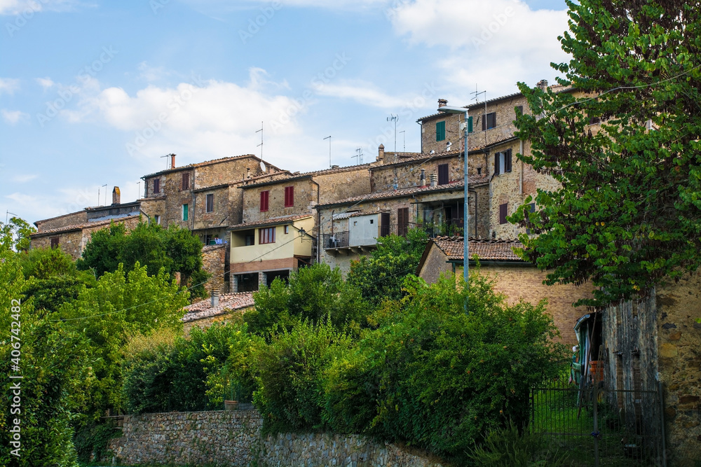 The historic medieval village of San Lorenzo a Merse near Monticiano in Siena Province, Tuscany, Italy
