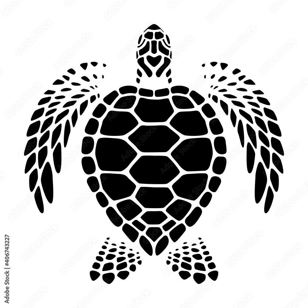 Fototapeta premium graphic sea turtle swimming