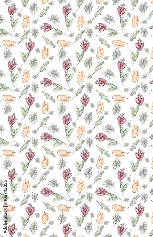 Estampado floral con acuarela Estampado floral con acuarela