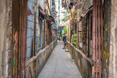 Bangkok/Thailand-19 Jan 2020:Old Alley building on talat noi.Talad Noi (Talat Noi), one of the oldest neighbourhoods in Bangkok, is filled with historic temples, charming shop houses © Sumeth