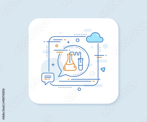 Medicine chemistry lab line icon. Abstract square vector button. Medical laboratory sign. Chemistry lab line icon. Speech bubble concept. Vector