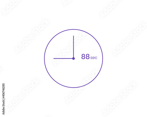 The 88 seconds, Timer 88 sec icon, stopwatch vector icon. Clock and watch, timer, countdown symbol photo