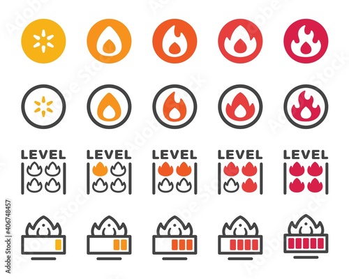 fire level icon set,vector and illustration