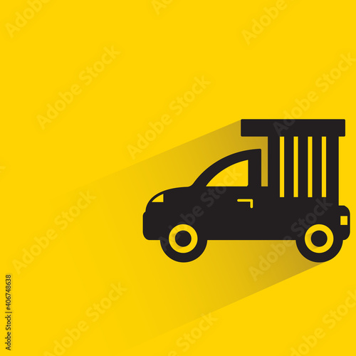 mini truck with shadow on yellow background vector