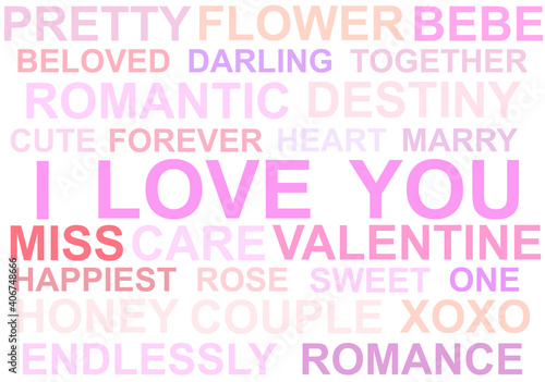 love sweet and romance wording on background in valentine concept