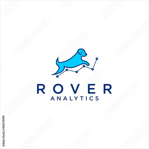 dog rover Logo Design , with Analytic Diagram Symbol Vector Illustration
