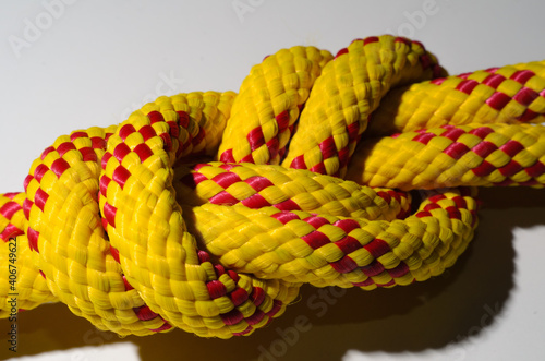 Close up Macro of climbing rope and equipment 