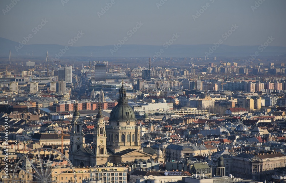 Panorama of Budapest view from Budim