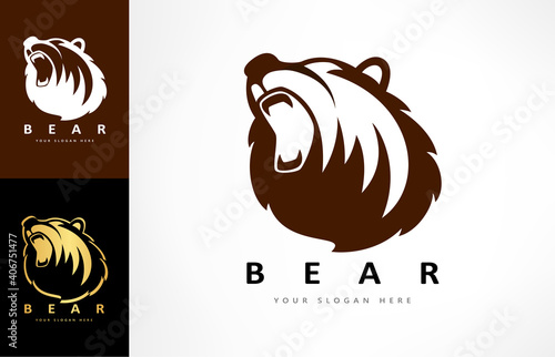 Roaring bear logo vector. Animal design. 